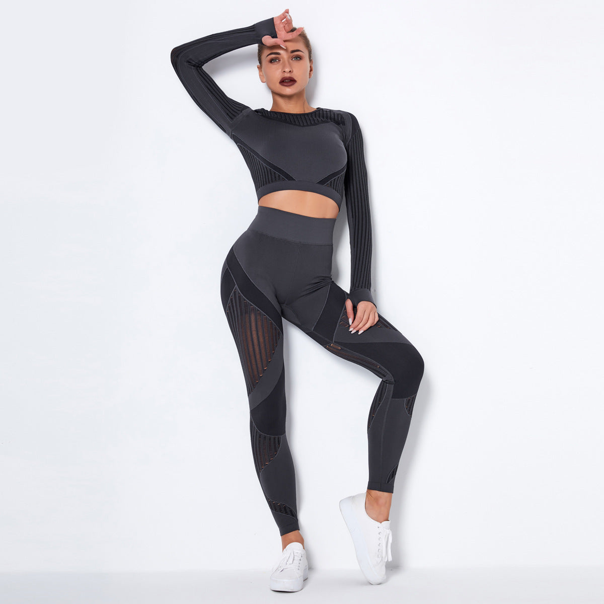 Seamless Knitted Absorbent Yoga Long-Sleeved Suit Yoga Wearsuit - 𝓢𝓱𝓸𝓹𝓵𝓮𝓬𝔂