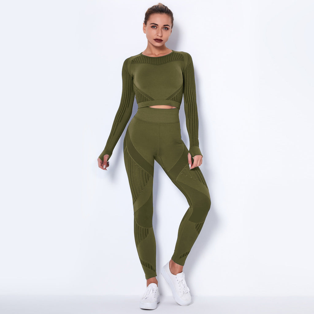 Seamless Knitted Absorbent Yoga Long-Sleeved Suit Yoga Wearsuit - 𝓢𝓱𝓸𝓹𝓵𝓮𝓬𝔂