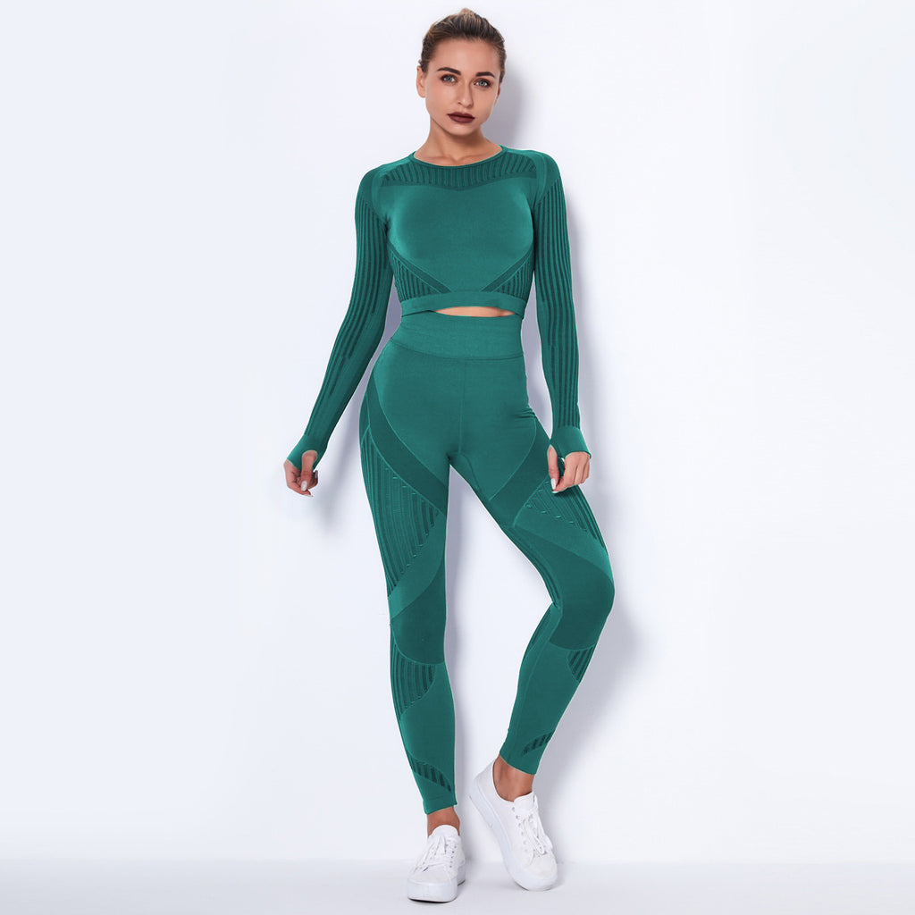 Seamless Knitted Absorbent Yoga Long-Sleeved Suit Yoga Wearsuit - 𝓢𝓱𝓸𝓹𝓵𝓮𝓬𝔂