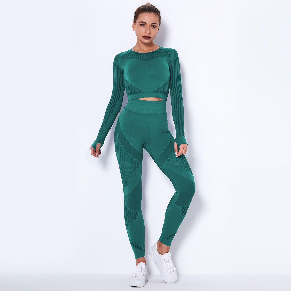 Seamless Knitted Absorbent Yoga Long-Sleeved Suit Yoga Wearsuit - 𝓢𝓱𝓸𝓹𝓵𝓮𝓬𝔂