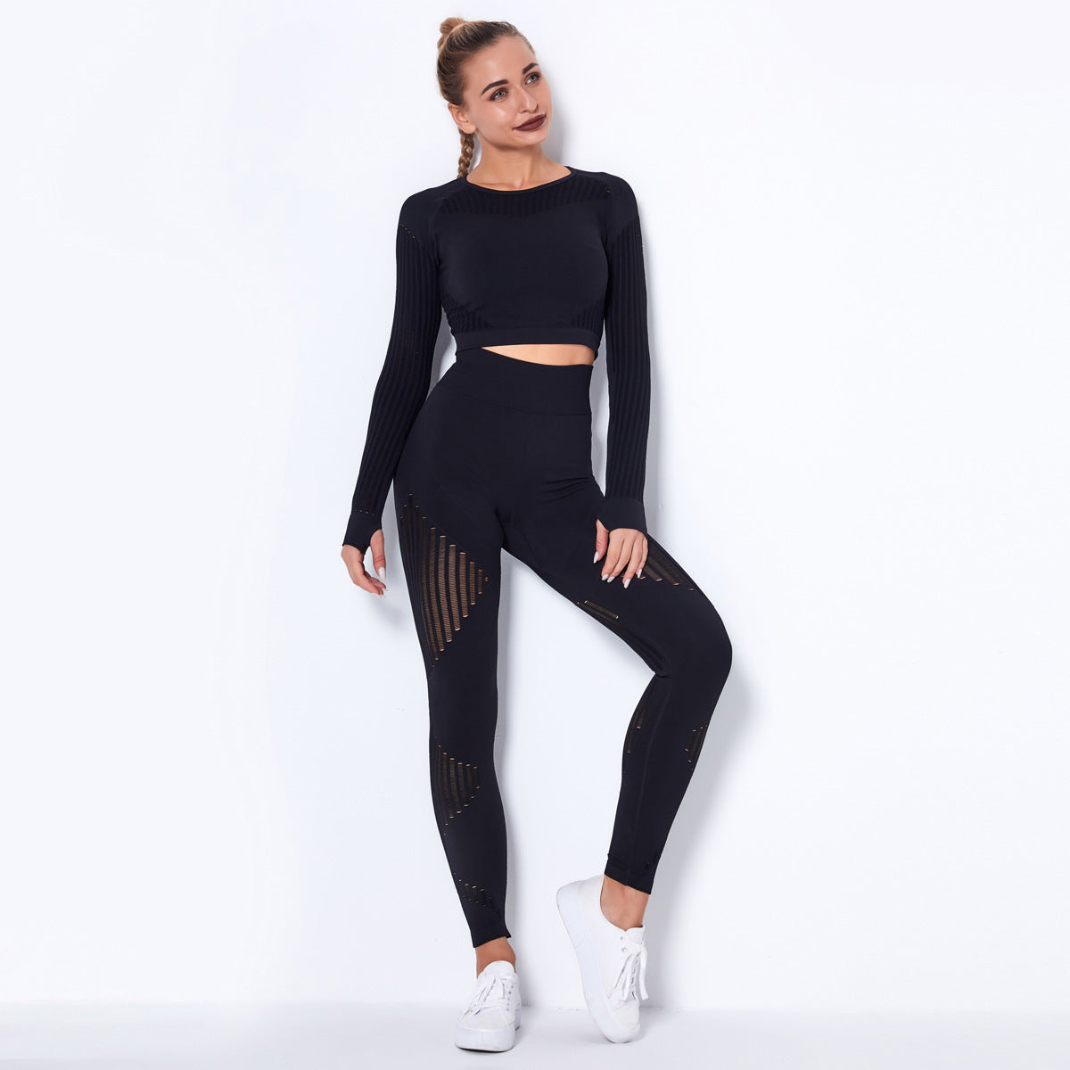 Seamless Knitted Absorbent Yoga Long-Sleeved Suit Yoga Wearsuit - 𝓢𝓱𝓸𝓹𝓵𝓮𝓬𝔂