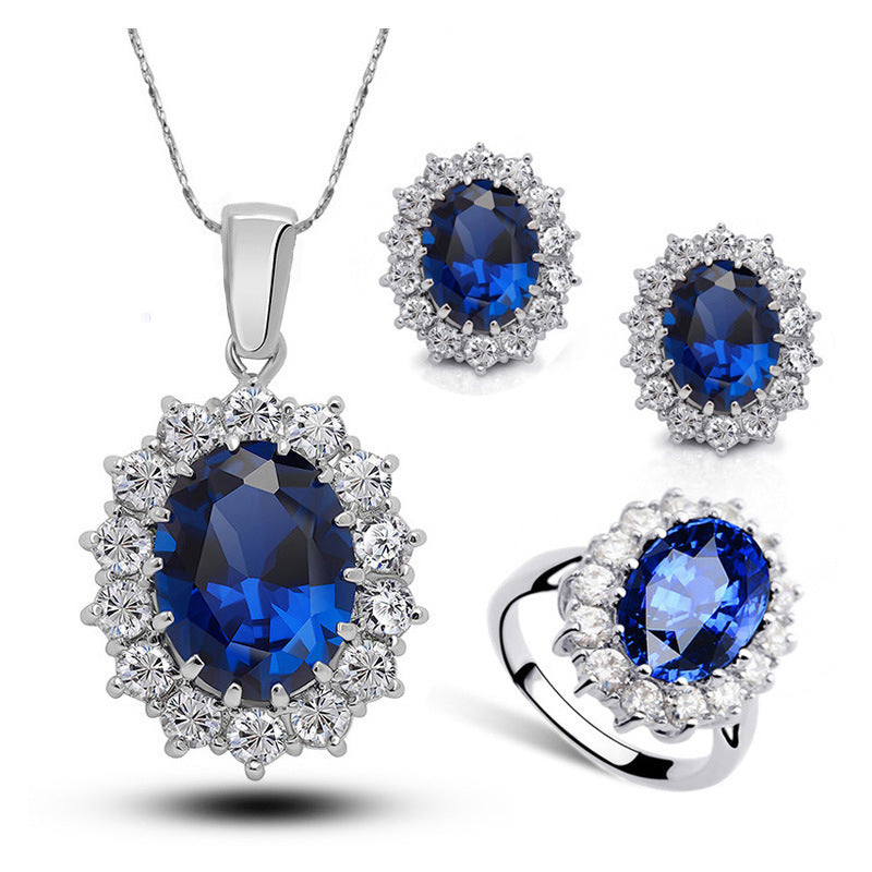 Crystal Jewelry Bridal Necklace Earrings Ring Jewelry Set - 𝓢𝓱𝓸𝓹𝓵𝓮𝓬𝔂