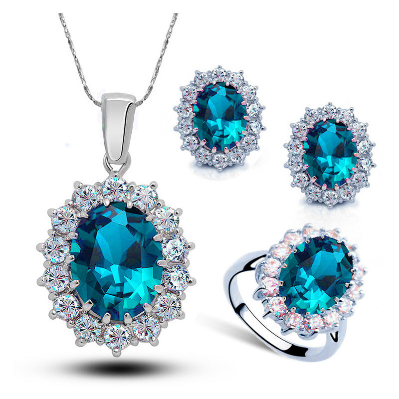 Crystal Jewelry Bridal Necklace Earrings Ring Jewelry Set - 𝓢𝓱𝓸𝓹𝓵𝓮𝓬𝔂
