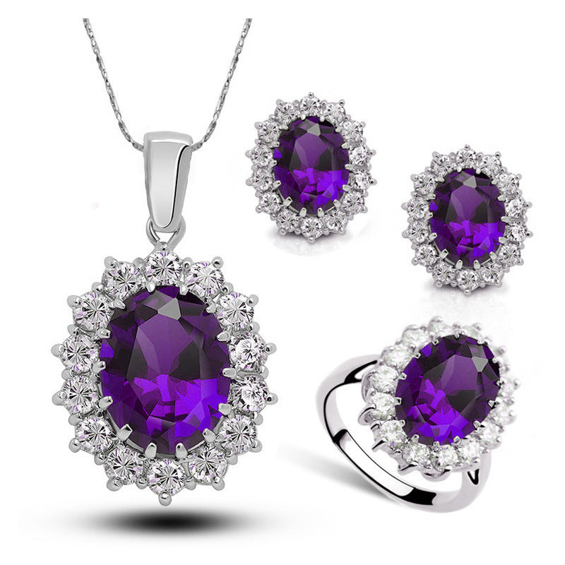 Crystal Jewelry Bridal Necklace Earrings Ring Jewelry Set - 𝓢𝓱𝓸𝓹𝓵𝓮𝓬𝔂