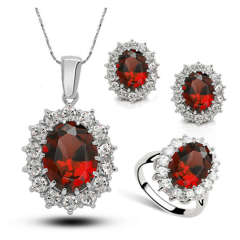 Crystal Jewelry Bridal Necklace Earrings Ring Jewelry Set - 𝓢𝓱𝓸𝓹𝓵𝓮𝓬𝔂