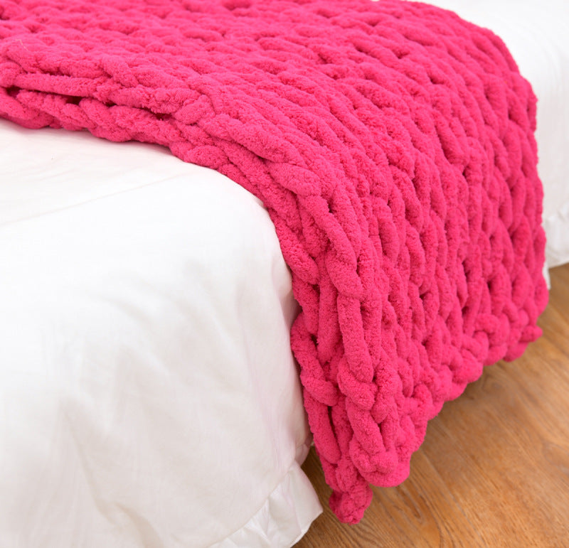 Handmade Coarse Yarn Knitted Chenille Rod Knitted Yarn Sofa Cover Blanket - 𝓢𝓱𝓸𝓹𝓵𝓮𝓬𝔂