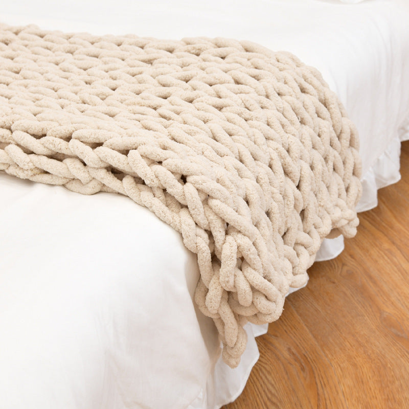 Handmade Coarse Yarn Knitted Chenille Rod Knitted Yarn Sofa Cover Blanket - 𝓢𝓱𝓸𝓹𝓵𝓮𝓬𝔂
