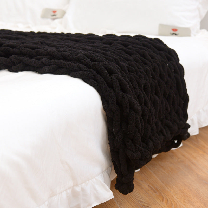 Handmade Coarse Yarn Knitted Chenille Rod Knitted Yarn Sofa Cover Blanket - 𝓢𝓱𝓸𝓹𝓵𝓮𝓬𝔂