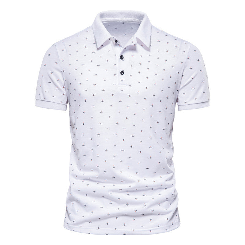 Summer new casual slim European and American men's fashion anchor print short-sleeved lapel T-shirt - 𝓢𝓱𝓸𝓹𝓵𝓮𝓬𝔂