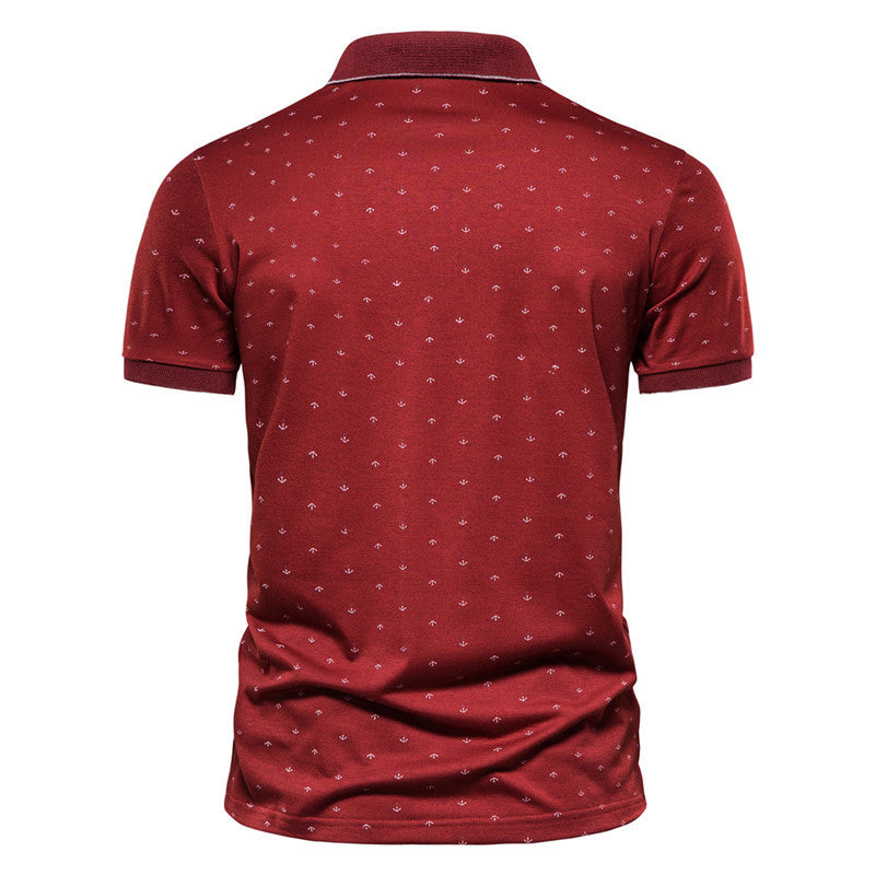Summer new casual slim European and American men's fashion anchor print short-sleeved lapel T-shirt - 𝓢𝓱𝓸𝓹𝓵𝓮𝓬𝔂