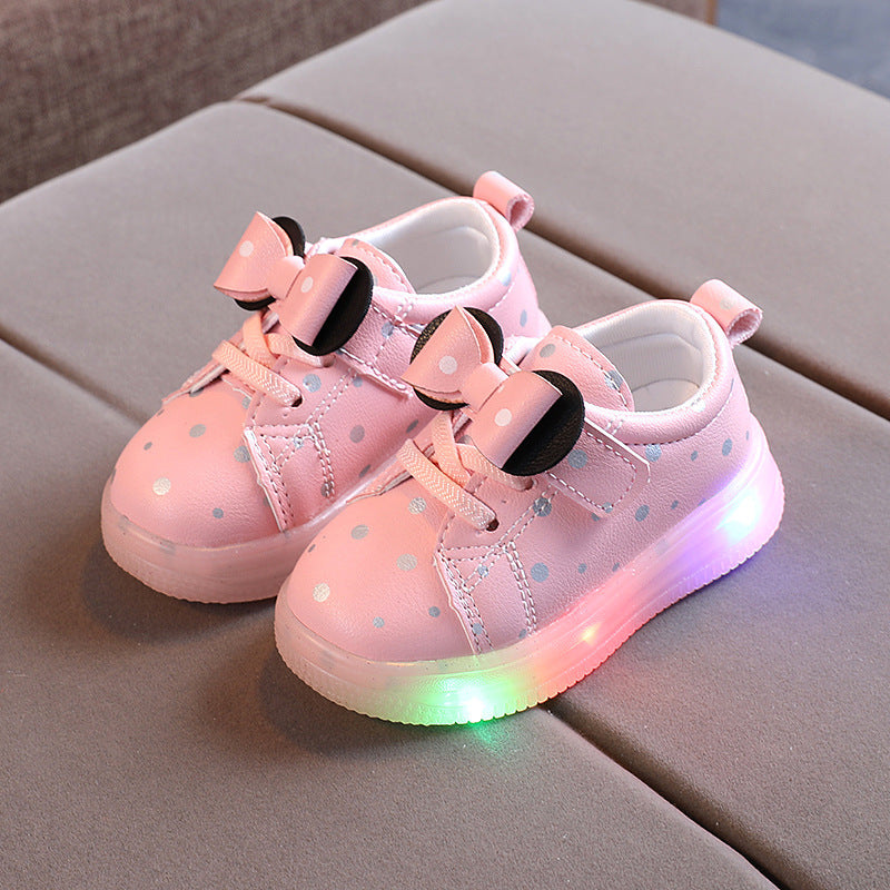 Light-up Shoes Girls Bowknot LED Light-up Shoes Breathable Baby Girls Shoes - 𝓢𝓱𝓸𝓹𝓵𝓮𝓬𝔂