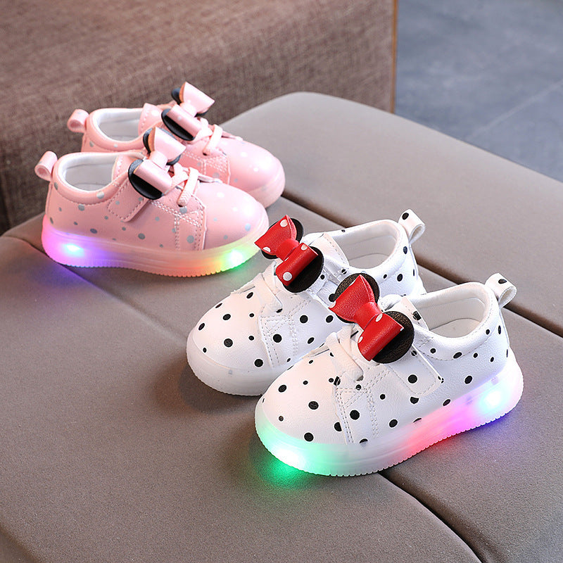 Light-up Shoes Girls Bowknot LED Light-up Shoes Breathable Baby Girls Shoes - 𝓢𝓱𝓸𝓹𝓵𝓮𝓬𝔂