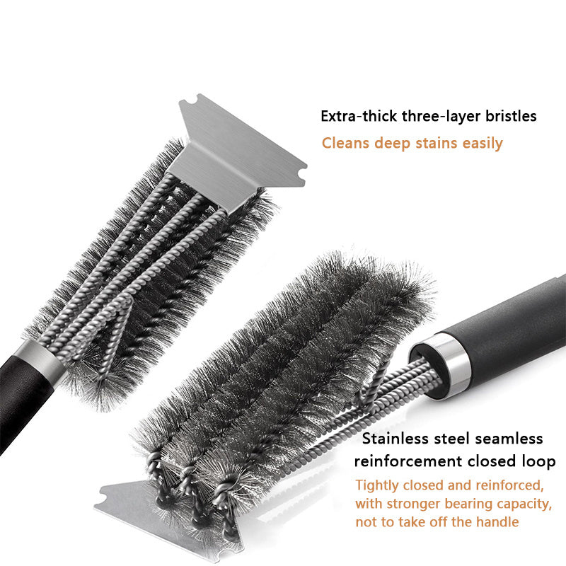 BBQ Grill Barbecue Kit Cleaning Brush Stainless Steel Kitchen Accessories Bristles Cleaning Brushes Cooking Tool Barbecue Gadget - 𝓢𝓱𝓸𝓹𝓵𝓮𝓬𝔂