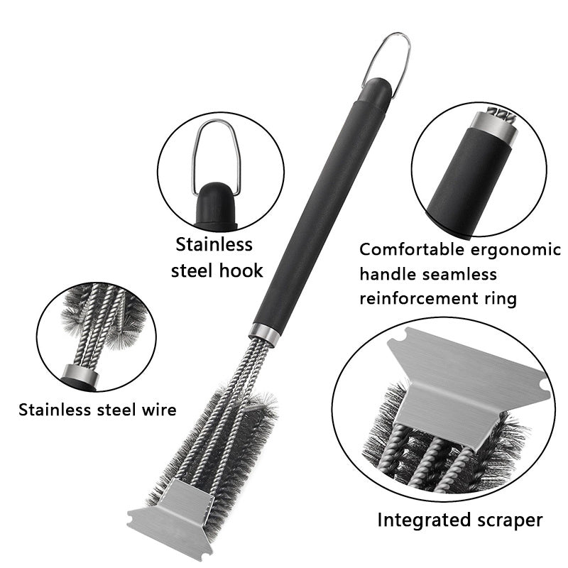 BBQ Grill Barbecue Kit Cleaning Brush Stainless Steel Kitchen Accessories Bristles Cleaning Brushes Cooking Tool Barbecue Gadget - 𝓢𝓱𝓸𝓹𝓵𝓮𝓬𝔂