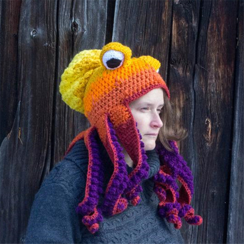 New Adult Hat Tricky And Funny Octopus Headgear Handmade Crochet Woolen Hat - 𝓢𝓱𝓸𝓹𝓵𝓮𝓬𝔂