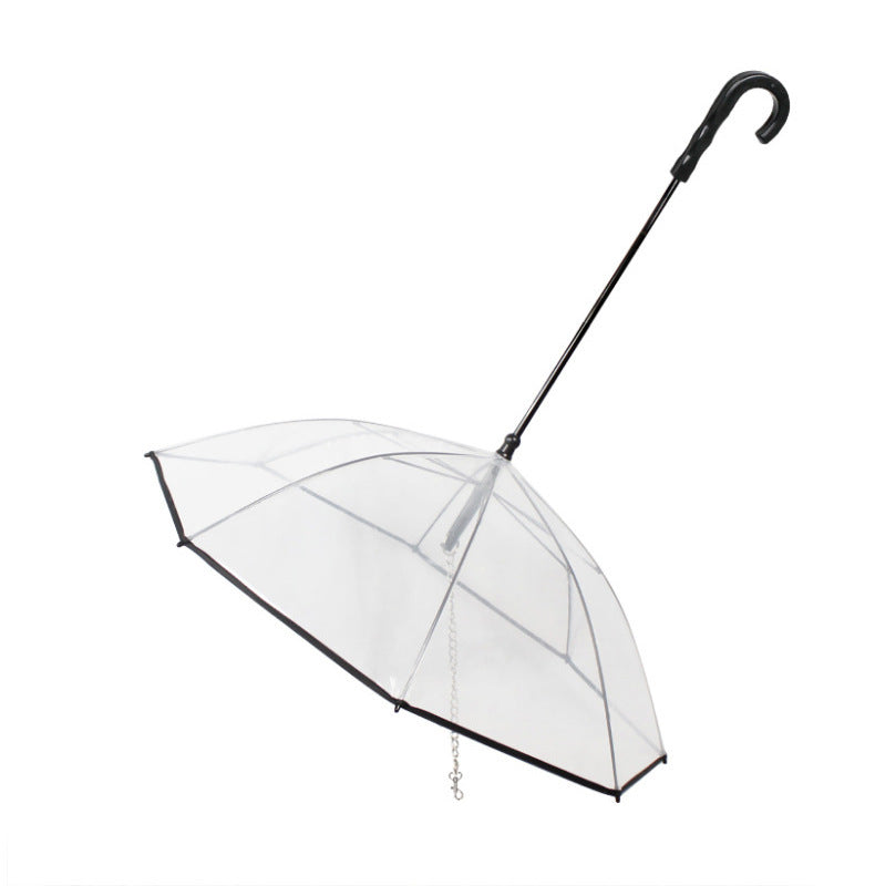 Dog's Transparent Umbrella With Traction Chain Removable Umbrella Pet Products - 𝓢𝓱𝓸𝓹𝓵𝓮𝓬𝔂