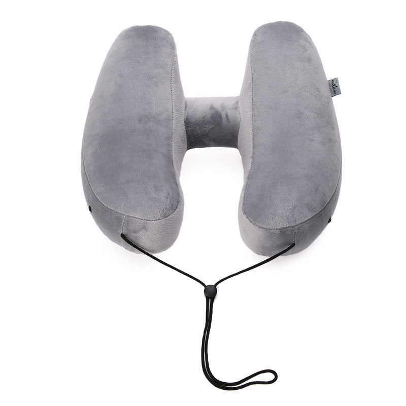 Hooded Travel Pillow H Shaped Inflatable Neck Pillow Folding Lightweight Nap Car Seat Office Airplane Sleeping Cushion Pillows - 𝓢𝓱𝓸𝓹𝓵𝓮𝓬𝔂