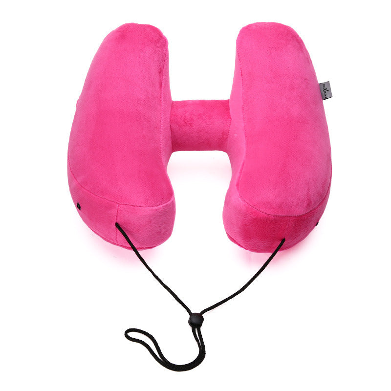 Hooded Travel Pillow H Shaped Inflatable Neck Pillow Folding Lightweight Nap Car Seat Office Airplane Sleeping Cushion Pillows - 𝓢𝓱𝓸𝓹𝓵𝓮𝓬𝔂