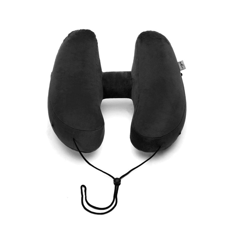 Hooded Travel Pillow H Shaped Inflatable Neck Pillow Folding Lightweight Nap Car Seat Office Airplane Sleeping Cushion Pillows - 𝓢𝓱𝓸𝓹𝓵𝓮𝓬𝔂