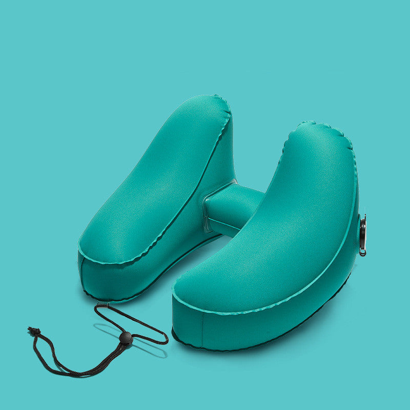 Hooded Travel Pillow H Shaped Inflatable Neck Pillow Folding Lightweight Nap Car Seat Office Airplane Sleeping Cushion Pillows - 𝓢𝓱𝓸𝓹𝓵𝓮𝓬𝔂