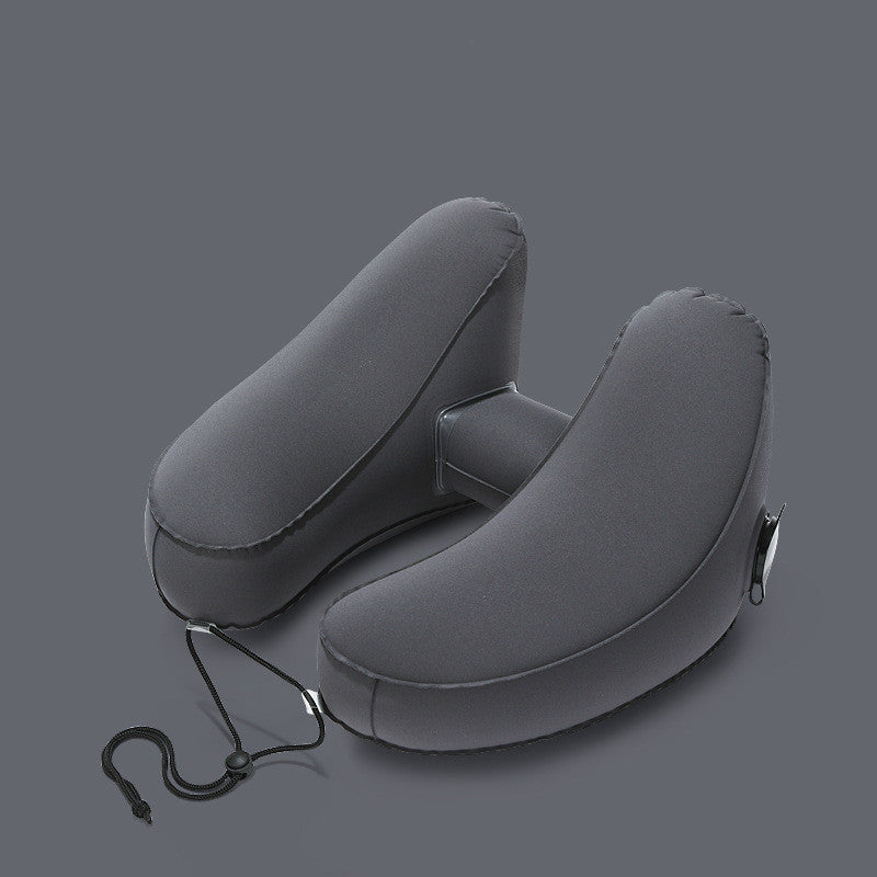 Hooded Travel Pillow H Shaped Inflatable Neck Pillow Folding Lightweight Nap Car Seat Office Airplane Sleeping Cushion Pillows - 𝓢𝓱𝓸𝓹𝓵𝓮𝓬𝔂