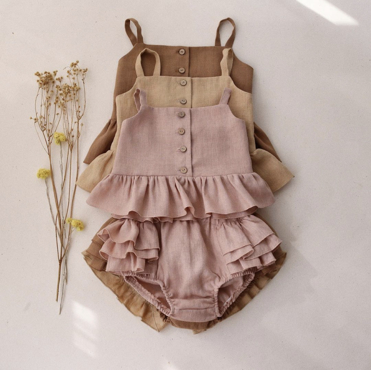 Ma Female Baby Suit Summer Sling Top Four-corner Ruffled Shorts Girls Two-piece Infant Clothing - 𝓢𝓱𝓸𝓹𝓵𝓮𝓬𝔂