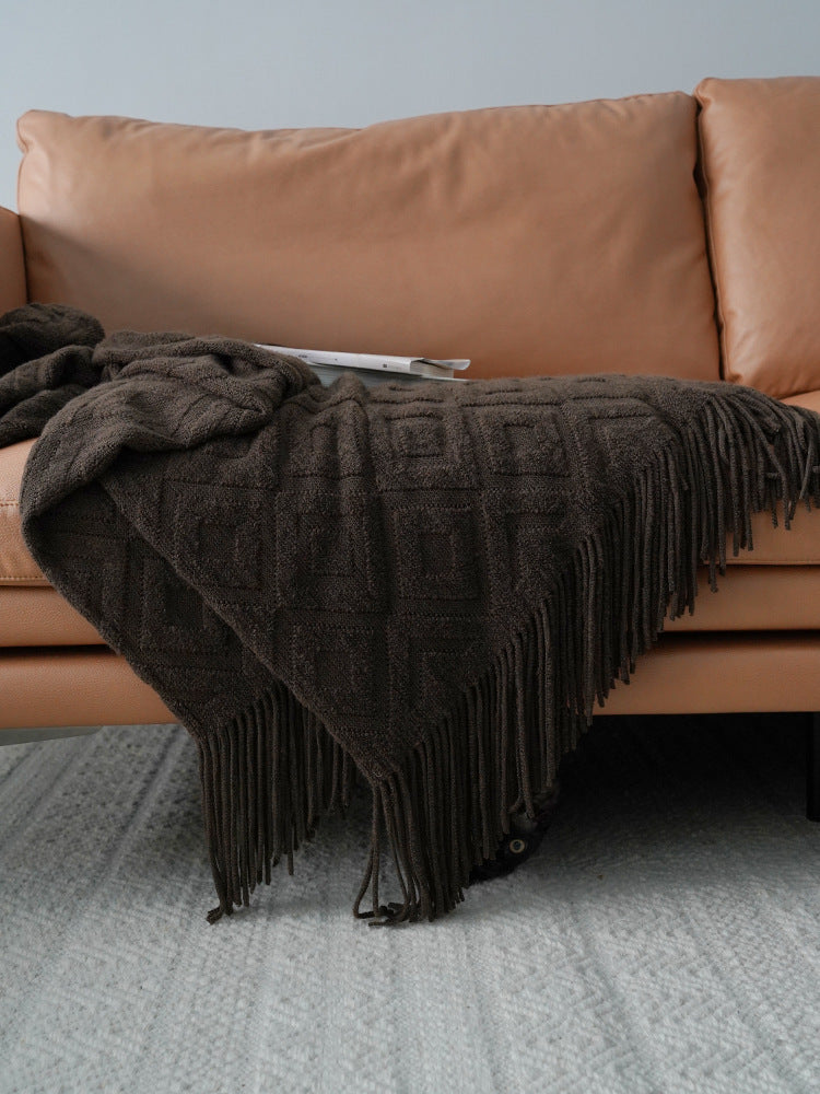 Jacquard Knitted Bed Tail Towel Autumn Winter Blanket - 𝓢𝓱𝓸𝓹𝓵𝓮𝓬𝔂