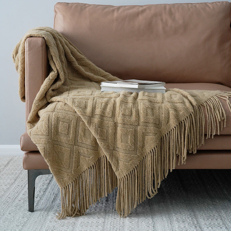 Jacquard Knitted Bed Tail Towel Autumn Winter Blanket - 𝓢𝓱𝓸𝓹𝓵𝓮𝓬𝔂