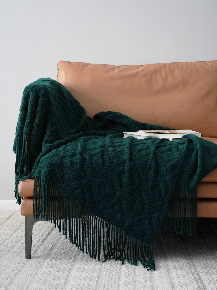 Jacquard Knitted Bed Tail Towel Autumn Winter Blanket - 𝓢𝓱𝓸𝓹𝓵𝓮𝓬𝔂