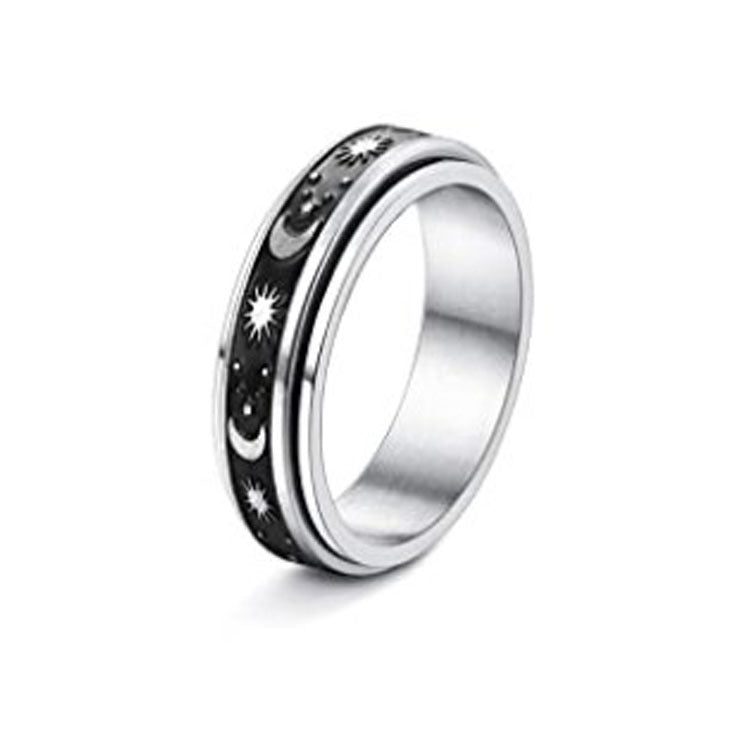 Stainless Steel Rotatable Spinner Ring Moon Stars Relieve Anxiety Rings - 𝓢𝓱𝓸𝓹𝓵𝓮𝓬𝔂