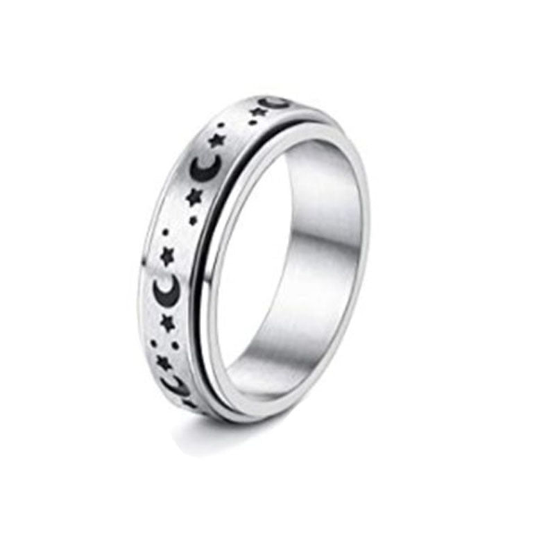 Stainless Steel Rotatable Spinner Ring Moon Stars Relieve Anxiety Rings - 𝓢𝓱𝓸𝓹𝓵𝓮𝓬𝔂