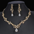 Golden Zircon Jewelry Set Bridal Necklace Earrings Wedding Two-piece Set - 𝓢𝓱𝓸𝓹𝓵𝓮𝓬𝔂