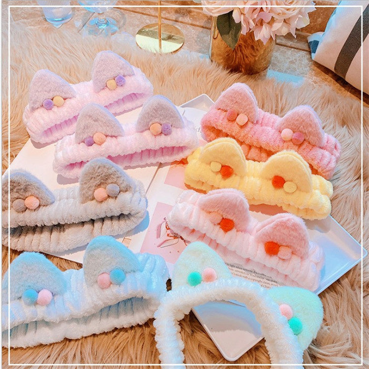 Three-dimensional Plush Cat Ears Headband Ladies Face Wash Makeup Hair Band - 𝓢𝓱𝓸𝓹𝓵𝓮𝓬𝔂