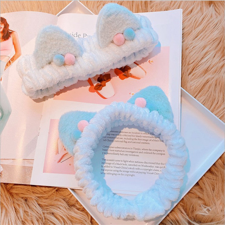 Three-dimensional Plush Cat Ears Headband Ladies Face Wash Makeup Hair Band - 𝓢𝓱𝓸𝓹𝓵𝓮𝓬𝔂