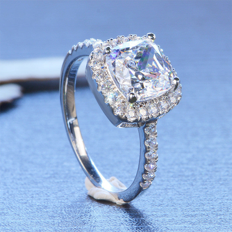 Ladies Moissanite 1 Carat Diamond Ring Luxury Round Diamond Princess Square Ring - 𝓢𝓱𝓸𝓹𝓵𝓮𝓬𝔂