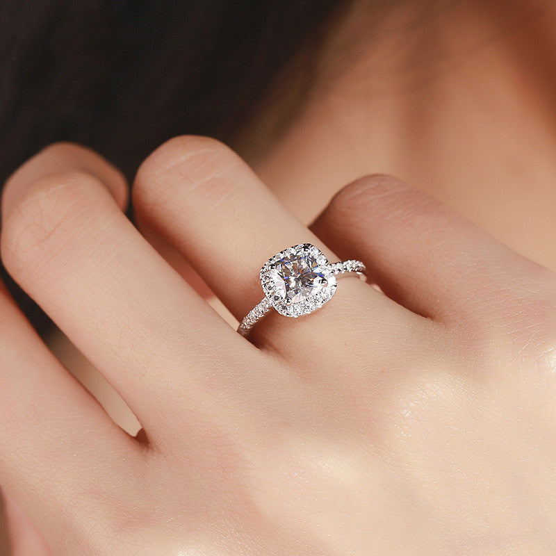 Ladies Moissanite 1 Carat Diamond Ring Luxury Round Diamond Princess Square Ring - 𝓢𝓱𝓸𝓹𝓵𝓮𝓬𝔂