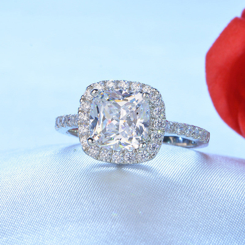 Ladies Moissanite 1 Carat Diamond Ring Luxury Round Diamond Princess Square Ring - 𝓢𝓱𝓸𝓹𝓵𝓮𝓬𝔂