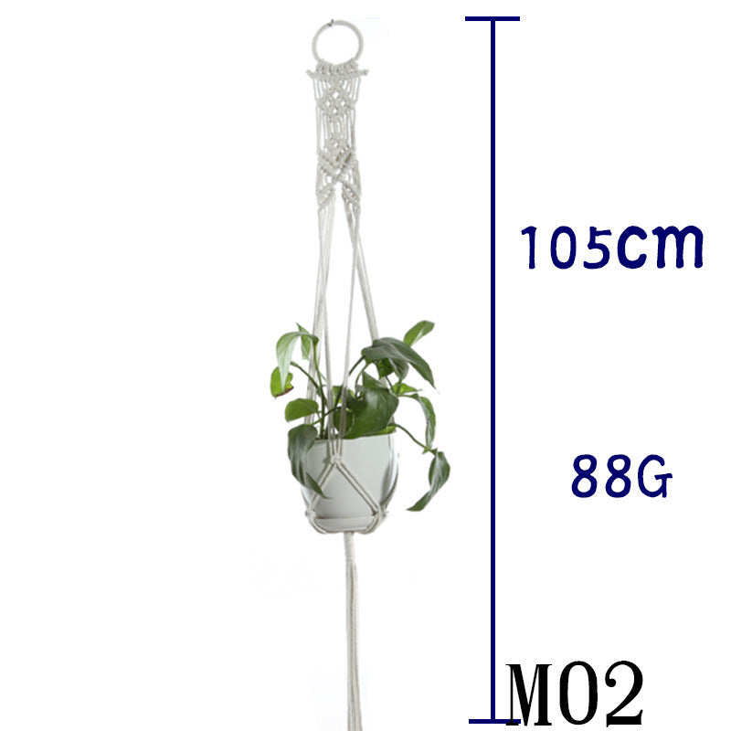 Flower Pot Net Bag Beige Cotton Rope Indoor Plant Hanger Hanging Basket Sling - 𝓢𝓱𝓸𝓹𝓵𝓮𝓬𝔂