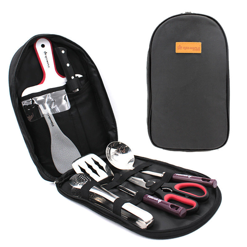 8pcs Camp Kitchen Cooking Utensil Set Travel Organizer Grill Accessories Portable Compact Gear For BBQ Camping Hiking - 𝓢𝓱𝓸𝓹𝓵𝓮𝓬𝔂