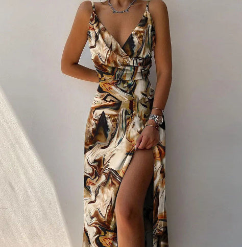 V-neck Slit Sling Dress Summer Fashion Sexy Slim Suspender Dresses For Women Clothing - 𝓢𝓱𝓸𝓹𝓵𝓮𝓬𝔂