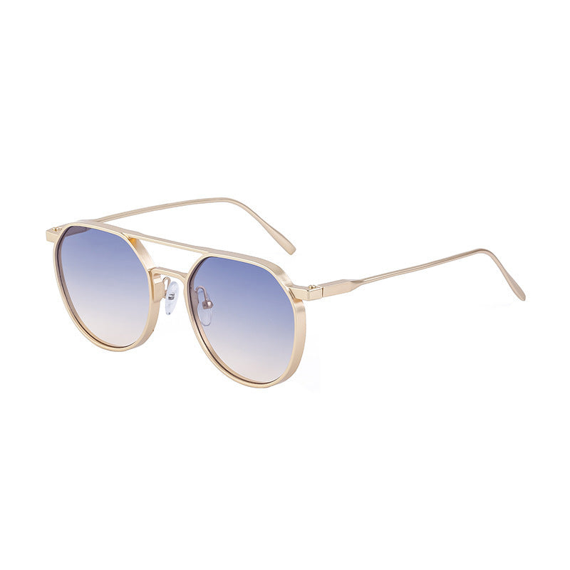 Men's Metal Double Beam Vintage Round Frame Sunglasses - 𝓢𝓱𝓸𝓹𝓵𝓮𝓬𝔂