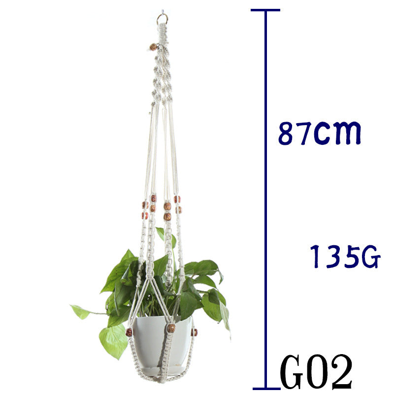 Flower Pot Net Bag Beige Cotton Rope Indoor Plant Hanger Hanging Basket Sling - 𝓢𝓱𝓸𝓹𝓵𝓮𝓬𝔂