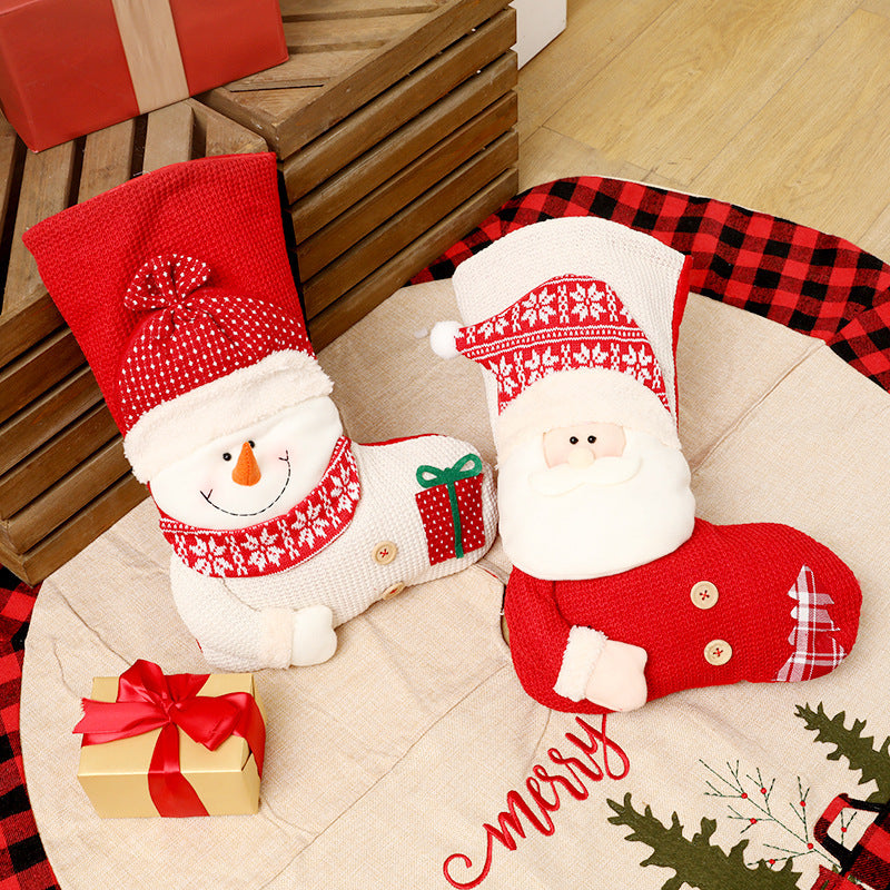 Large Red White Knitted Christmas Stocking Santa Claus Fireplace Decor Socks Xmas Gift Bags Candy Holder Decor For Home - 𝓢𝓱𝓸𝓹𝓵𝓮𝓬𝔂