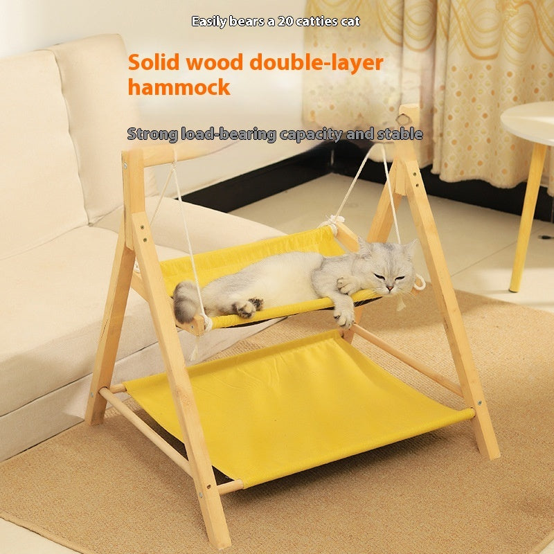Pet Cat Hammock Double-layer Four Seasons Universal Wooden Cat Nest - 𝓢𝓱𝓸𝓹𝓵𝓮𝓬𝔂