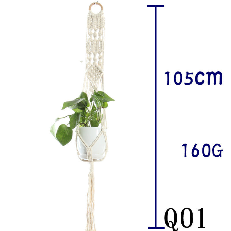 Flower Pot Net Bag Beige Cotton Rope Indoor Plant Hanger Hanging Basket Sling - 𝓢𝓱𝓸𝓹𝓵𝓮𝓬𝔂