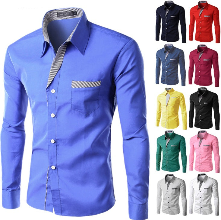 European And American Simple Men's Long Sleeve Shirt - 𝓢𝓱𝓸𝓹𝓵𝓮𝓬𝔂