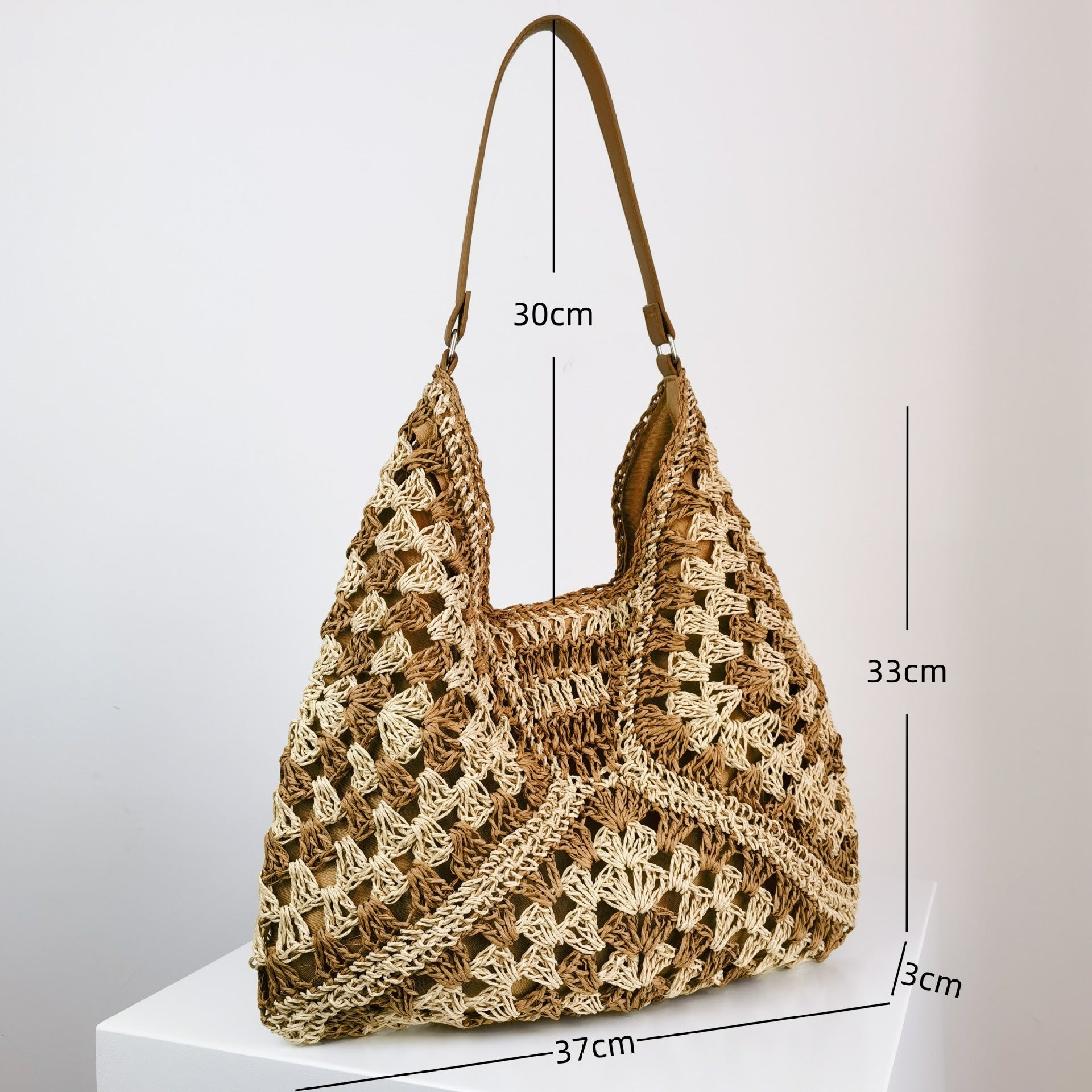 Women's Fashion Handmade Straw Woven Hollow Contrast Color Weave Shoulder Bag - 𝓢𝓱𝓸𝓹𝓵𝓮𝓬𝔂