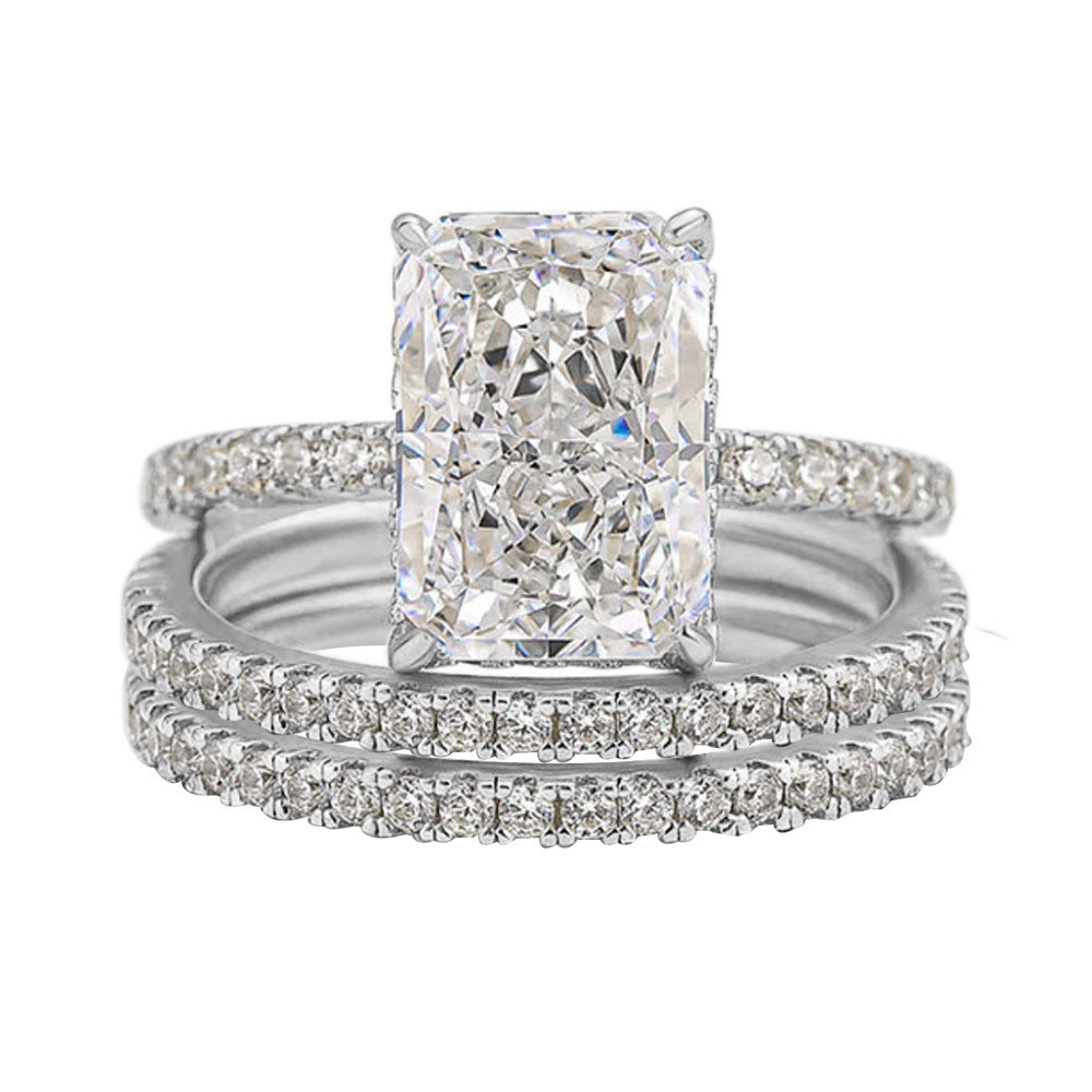 S925 Sterling Silver Super Shiny Ice Flower Cut Zircon Ring Suit - 𝓢𝓱𝓸𝓹𝓵𝓮𝓬𝔂