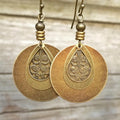 Bohemian Retro Ethnic Style Bronze Circle Carved Earrings