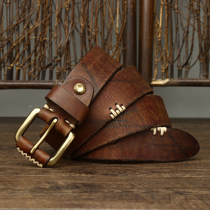 Handmade Retro First Layer Cow Leather Belt - 𝓢𝓱𝓸𝓹𝓵𝓮𝓬𝔂